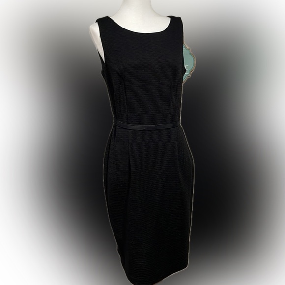 Taylor brand little black dress with silver lace overlay on backside. - Picture 1 of 7